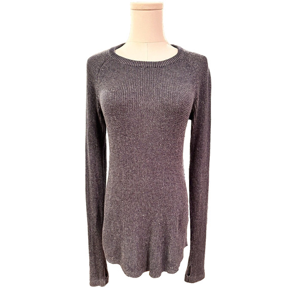 Lululemon Cabin Yogi Sweater Inkwell Blue Thumbholes Lightweight Stretch Size 6 - Picture 1 of 10